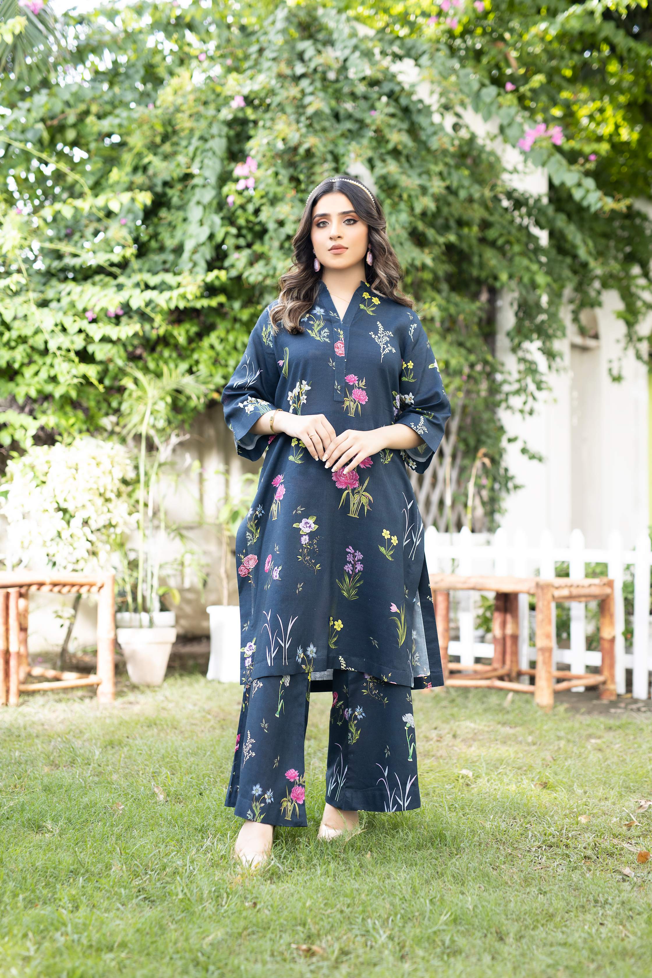 Floral print dress design clearance